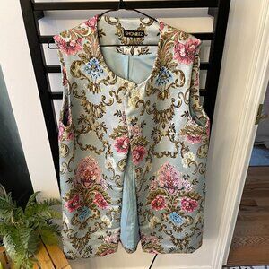 SHOWBIZ Embroidered Brocade Vest – Floral Gold Thread – Statement Piece (L)